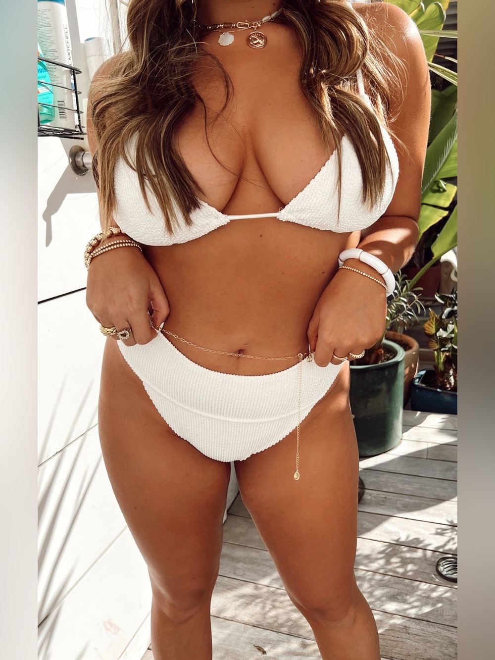 Show Me Your Mumu Del Rey Bikini Bottom Ivory Scrunch white size XXL